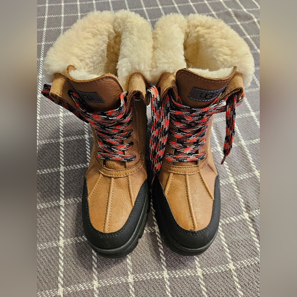 UGG Brown and Black Boots with Red Laces